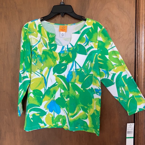 3/$45 Ruby Rd top abstract painterly floral print top w stretch casual office LP - Picture 16 of 17